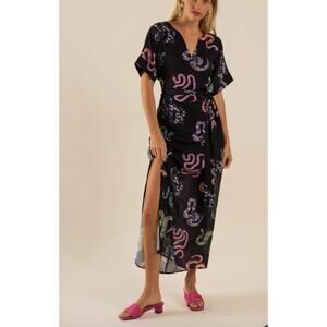 Care Tucker Beatrice Kaftan Dress Snakes One Size Multicolor Navy NWT Eclectic